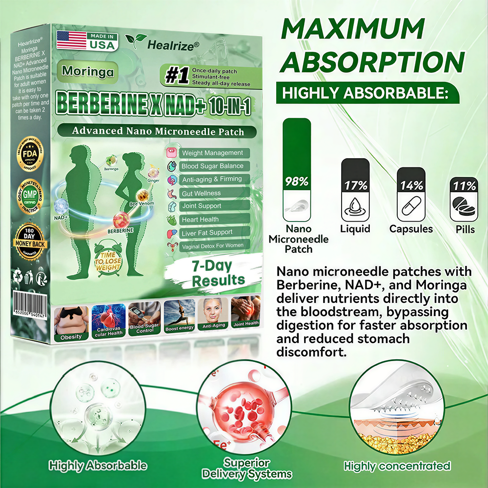 𝐎𝐟𝐟𝐢𝐜𝐢𝐚𝐥 𝐔𝐒 𝐒𝐭𝐨𝐫𝐞 🇺🇸  | 🧑‍⚕️🧪Healrize® Moringa · Berberine × NAD+ 𝟏𝟎-𝐢𝐧-𝟏 𝐀𝐝𝐯𝐚𝐧𝐜𝐞𝐝 𝐍𝐚𝐧𝐨 𝐌𝐢𝐜𝐫𝐨𝐧𝐞𝐞𝐝𝐥𝐞 𝐏𝐚𝐭𝐜𝐡 — 𝐎𝐧𝐜𝐞 𝐃𝐚𝐢𝐥𝐲, 𝐕𝐢𝐬𝐢𝐛𝐥𝐞 𝐑𝐞𝐬𝐮𝐥𝐭𝐬 𝐢𝐧 𝟕 𝐃𝐚𝐲𝐬